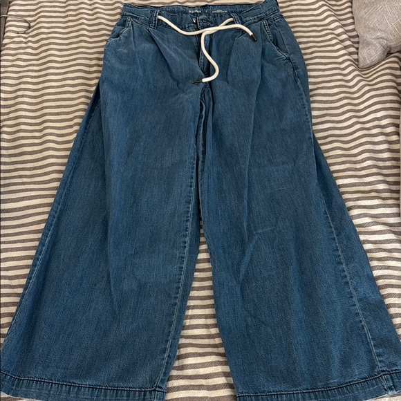 Old Navy Denim - Wide Leg Drawstring Denim Pants - Blue